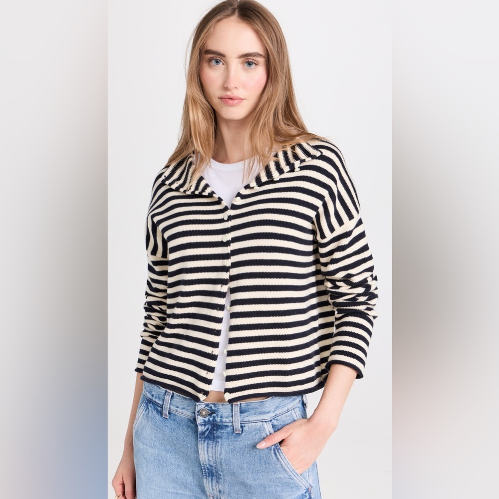 Alex Mill Taylor Cardigan in Stripe Cotton Cashmere Blend